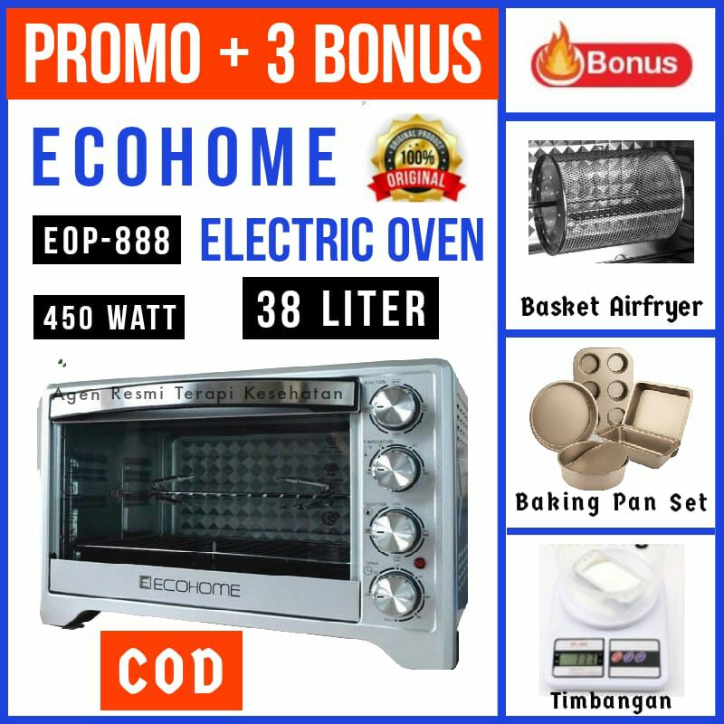 Ecohome Oven LIstrik Platinum EOP-888 - 38 Liter - Oven Ecohome