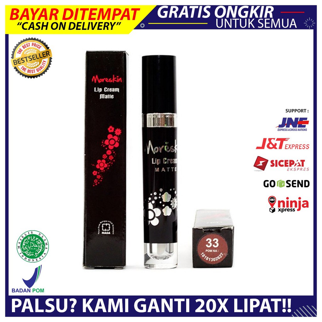 lipcream warna coklat nude / moreskin lip cream matte 33 coklat muda 100% Original