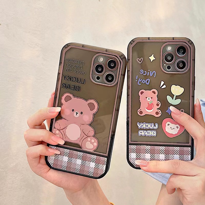 Soft Case TPU Transparan Motif Beruang Untuk iPhone 12 13 Se 2020 6 6S 7 8 Plus X XS XR 11 Pro Max