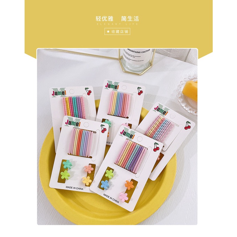 [16pcs] Ikat Rambut Set + Jedai Doff Mini Karet Rambut Jepit Rambut Set Warna Pastel Hair Ties Matte Hair Claw Clip