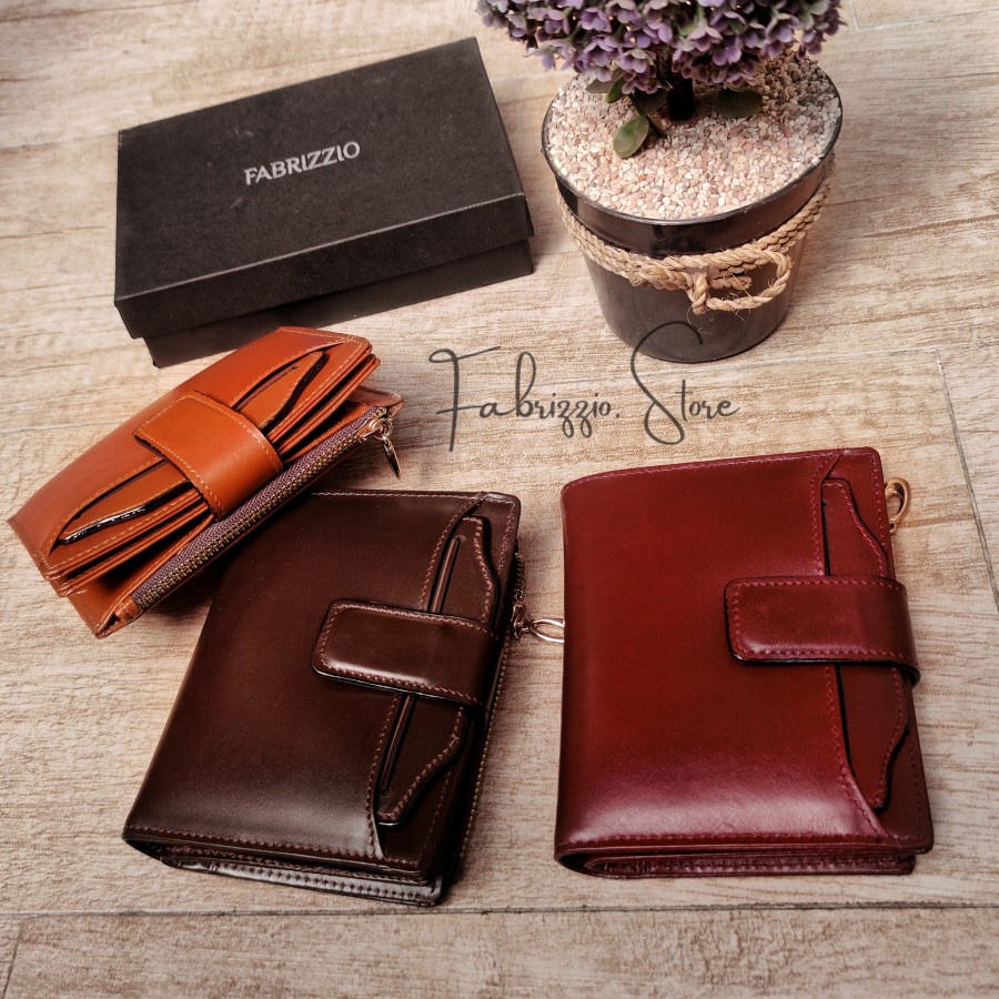 dompet kancing korea id card cabut kulit asli