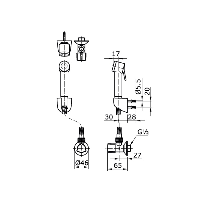 Jet toilet shower dan stop kran TOTO TX403SEV2CR chrome