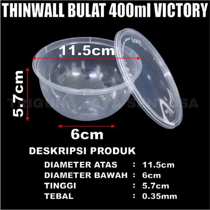 Thinwall Bulat 400ml Per Dus Bowl Food Container Mangkok Plastik Murah Hanya Gojek