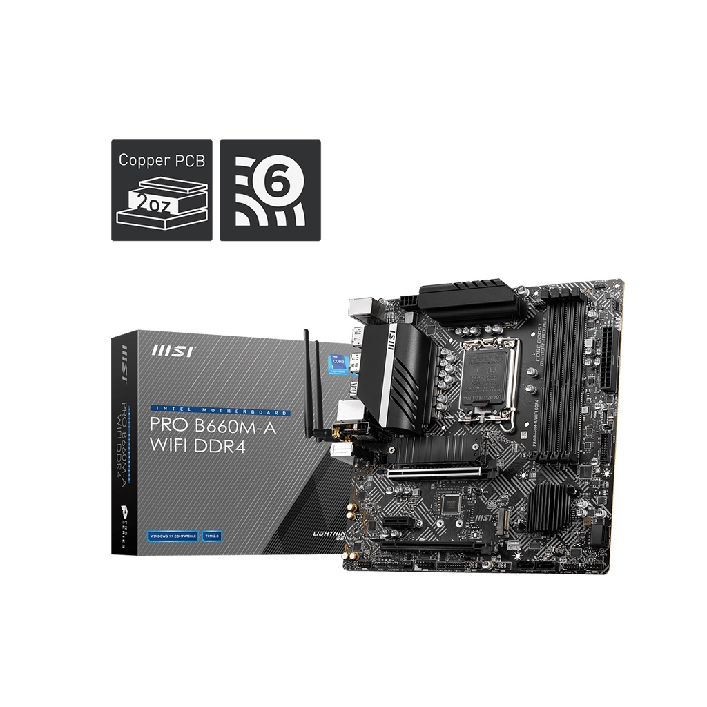 MSI MOTHERBOARD PRO B660M-A WIFI DDR4 Intel B660 LGA 1700 mATX