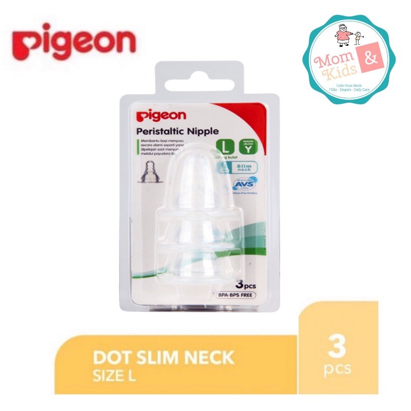 Pigeon Peristaltic Nipple Slim Neck L / M isi 3 pcs / Pigeon Dot Peristaltic size M / L