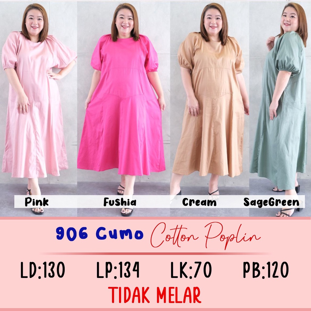 906 CUMO DRESS COTTON POPLIN BIGSIZE MURAH JUMBO BESTSELLER NEW
