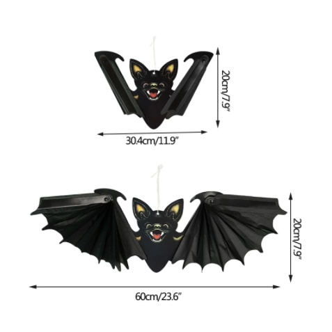 [ Halloween Paper Bat Pendant Hangingdecoration for Home Halloween Festival Party Bar Haunted House ]