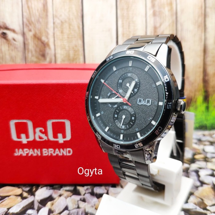 [COD] Jam Tangan Pria Q&Q QQ Analog Strap Rantai Hitam AA38J402Y Original KEREN KADO FASHION TERBARU