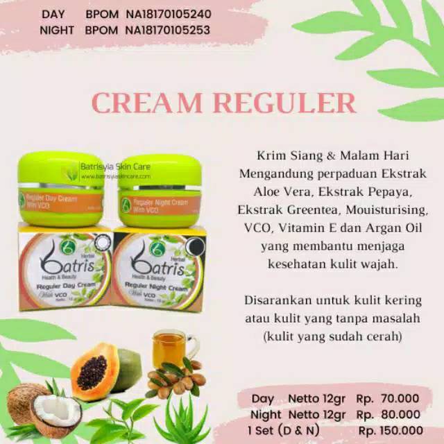 

Reguler Day/Night Cream Herbal Alami Batrisyia