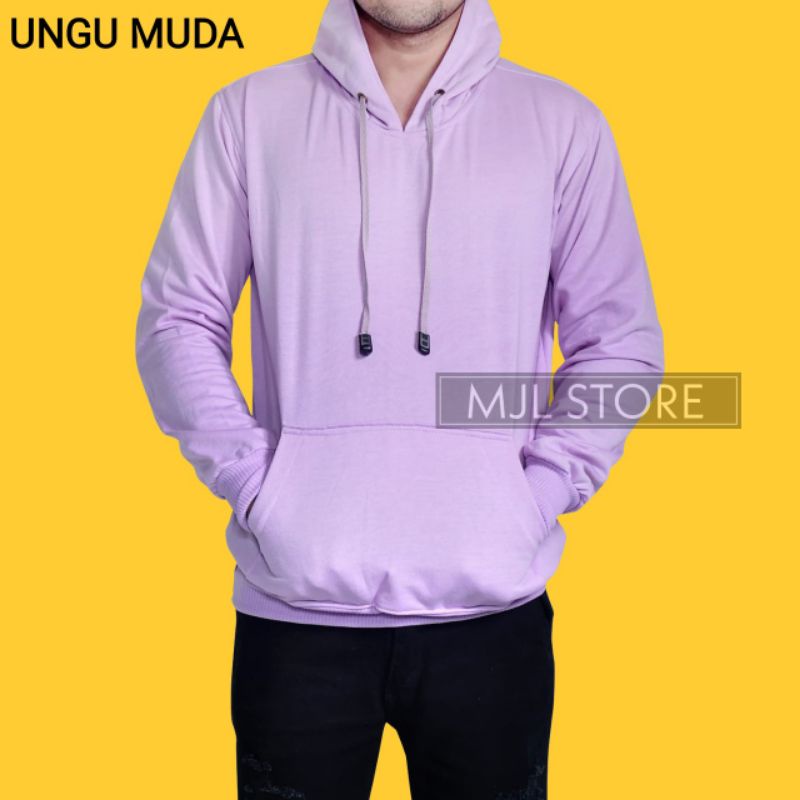 (promo) Jaket jumper hoodie polos L,XL,XXL pria wanita ungu muda mjl store