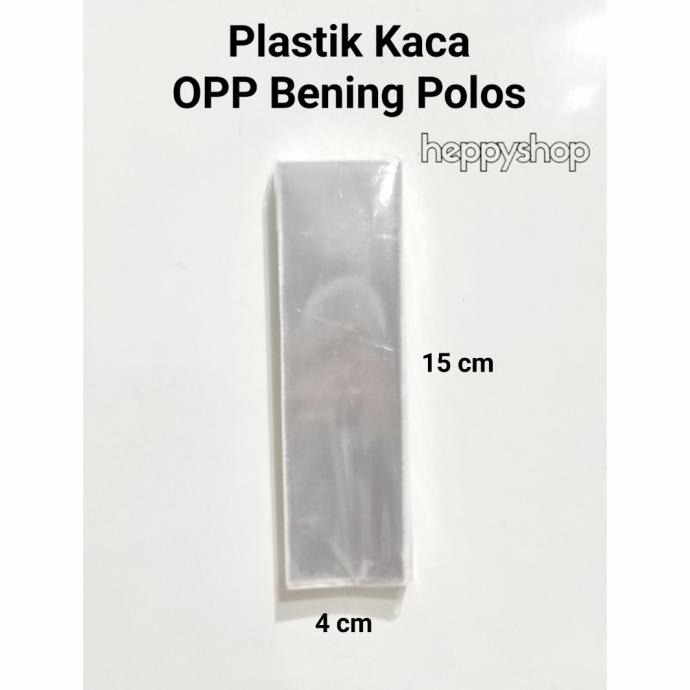 

4 cm x 15 cm (100 lembar) Plastik Kaca OPP Bening Polos, Souvenir heppys44 dijamin
