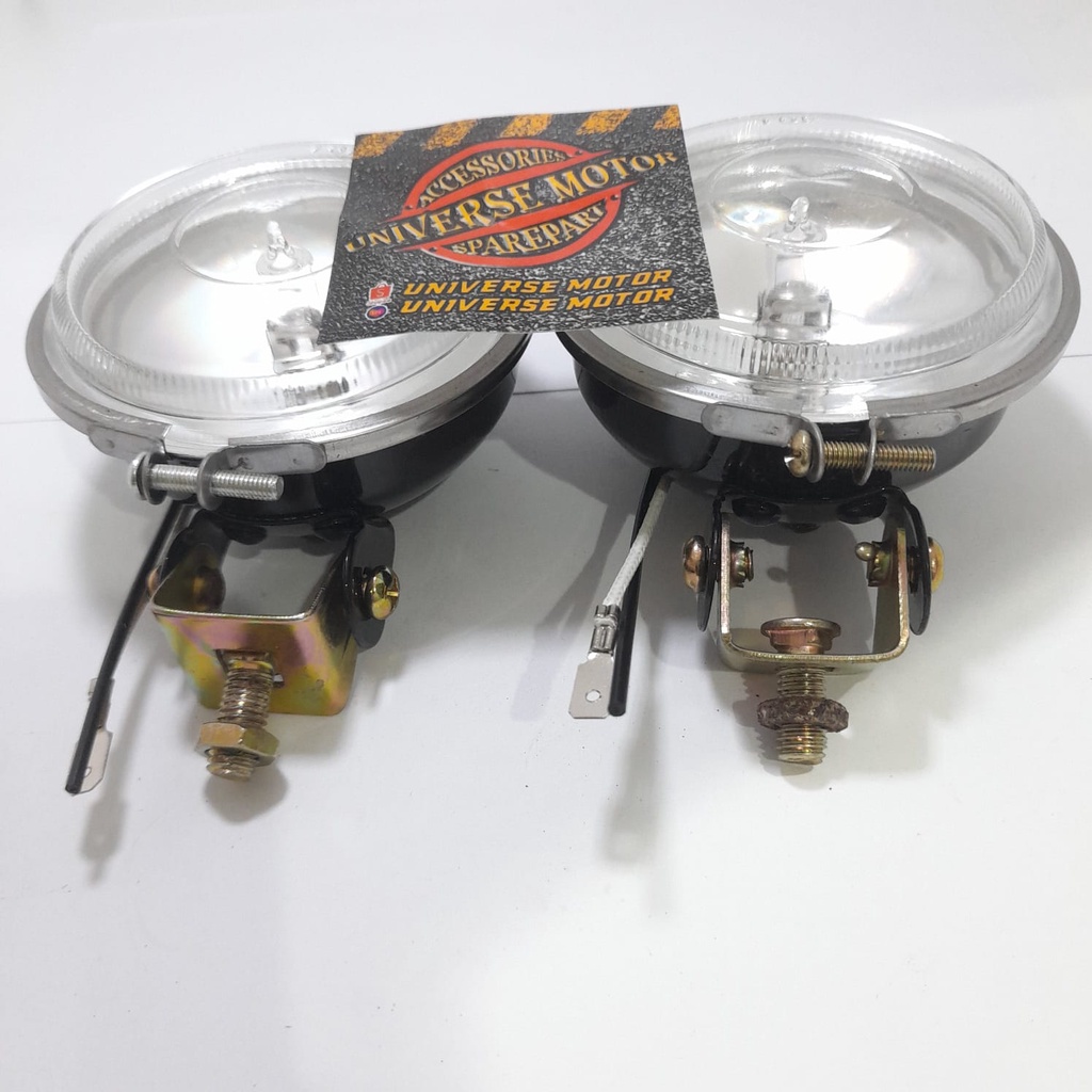 LAMPU TEMBAK BULAT 12V MOTOR MOBIL FOGLAMP LAMPU KABUT KUNING PUTIH