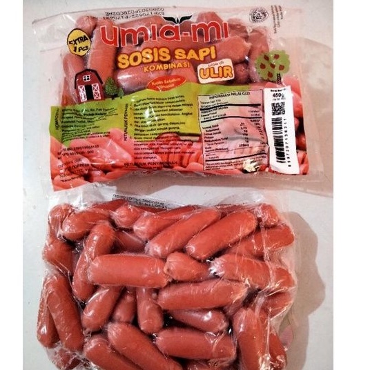 SOSIS SAPI KOMBINASI UMI AMI 450GR AYAM FROZEN FOOD ULIR BAKSO COCKTAIL BRATWURST MERAH GORENG BAKAR