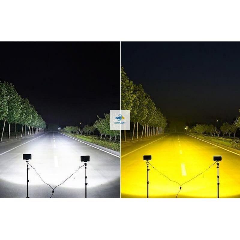 Lampu Tembak Sorot Mobil 2 Cahaya Putih &amp; Kuning Lampu Sorot Mobil Cree LED Worklight 12-24Volt 30mata dan 48Mata