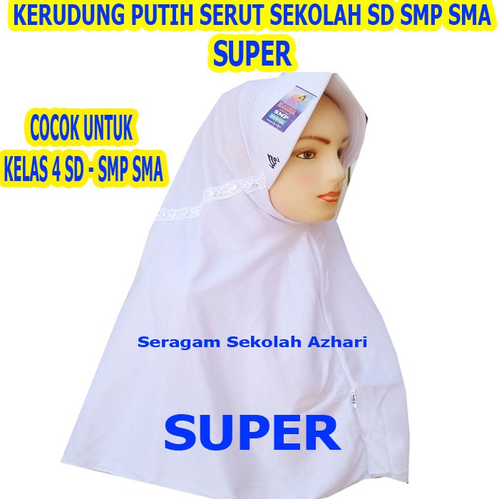 Kerudung Sekolah SMP Putih- Jilbab Sekolah Instan-Seragam Sekolah SMP-Seragam Sekolah
