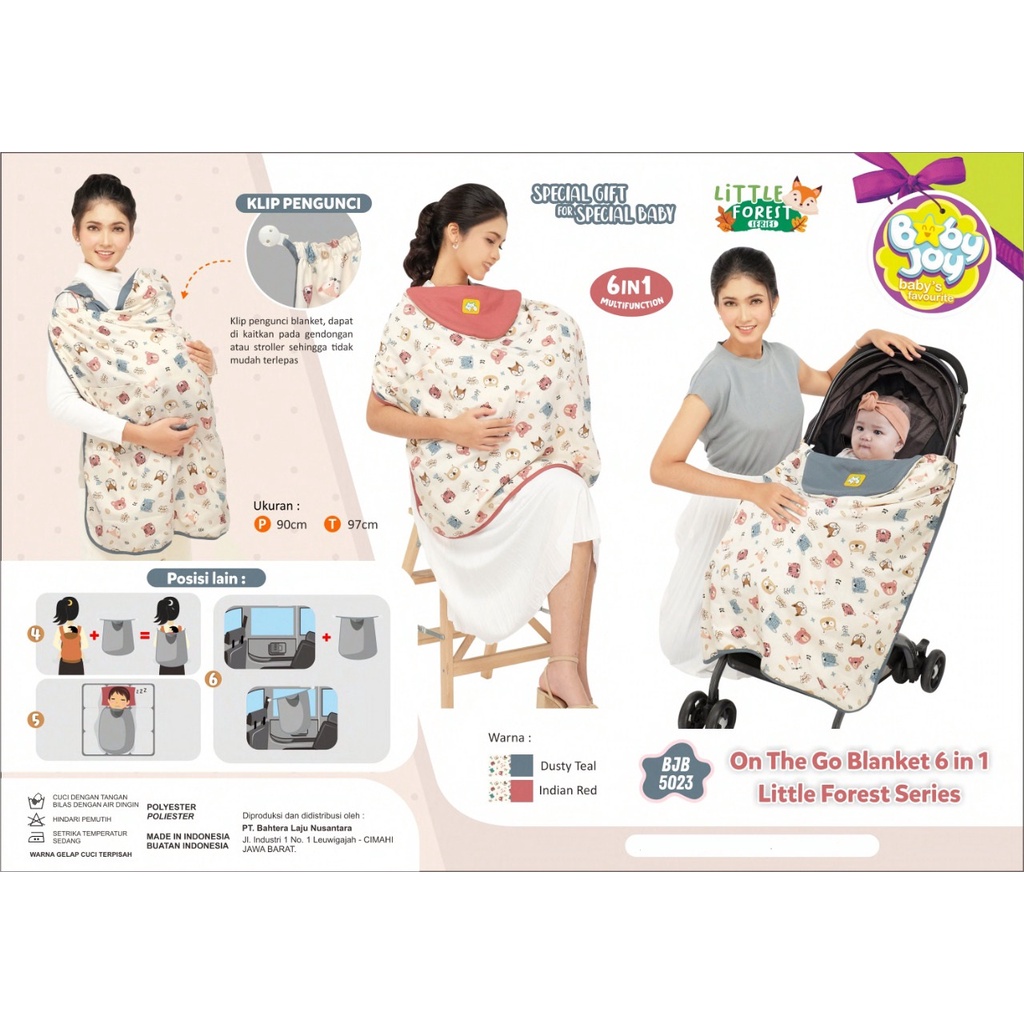 Baby Joy On The Go Baby Blanket Multifungsi 6 in 1 Selimut Little Forest Series