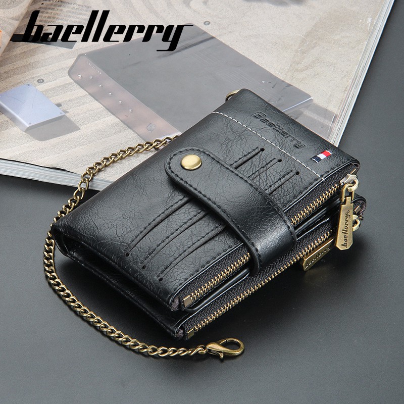 ORIGINAL BAELLERRY DOMPET LIPAT PRIA DENGAN RANTAI ANTI MALING 3225