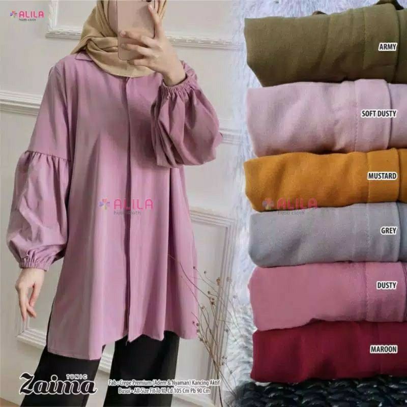 LOLITA LONG TUNIK LENGAM BALON //ZAIMA TUNIK Bahan Moscrep ld100