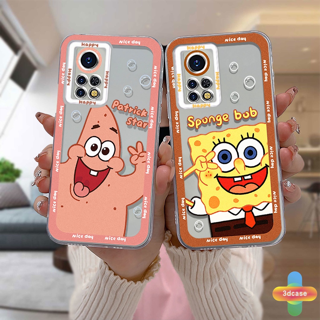 Casing Soft Case Infinix Hot 10 11 Play 10 10t 10s NFC 10i 9 Pro 10 Lite 11 Plus Hot 9 Play 11 11S NFC Infinix Smart 6 5 4 4C 5 Pro Tencno Spark 5 PRO A15 A16 A9 A5 A7 A5S Y12 Y20 Y15S Y21S A12 Cartoon SpongeBob SquarePants Transparent Case