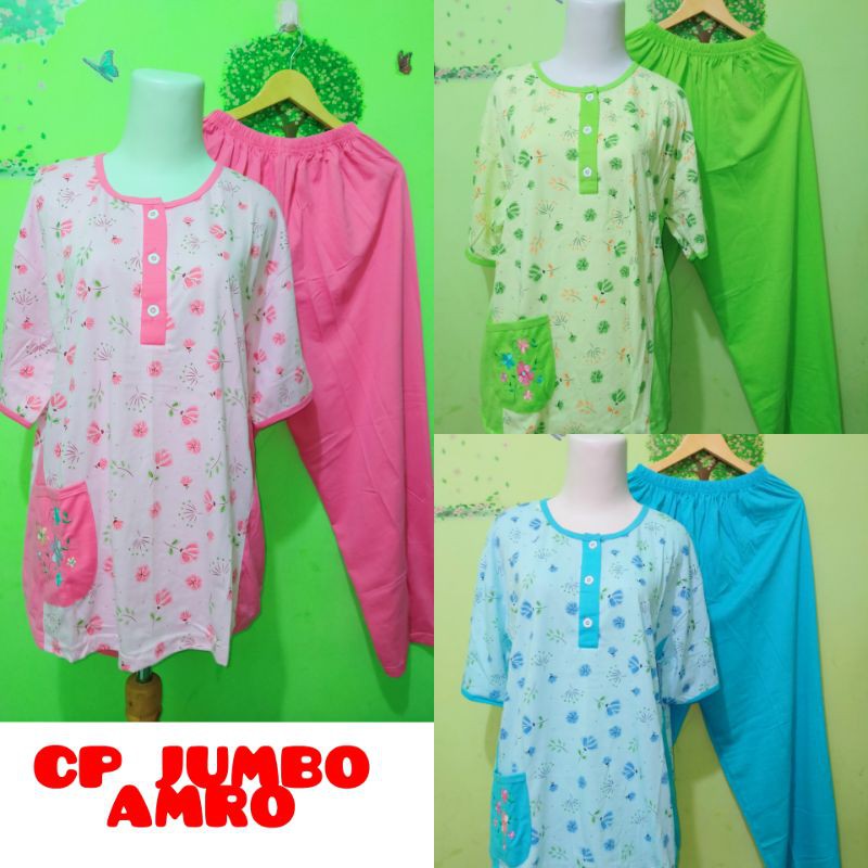 BABYDOLL AMRO JUMBO CELANA PANJANG LENGAN PENDEK BAJU TIDUR AMRO JUMBO