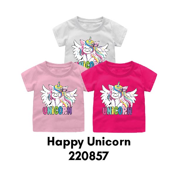 Baju Kaos Bayi &amp; Anak Series Happy Unicorn Series Usia 6 Bulan-8 Tahun Bahan Katun Combed 30s