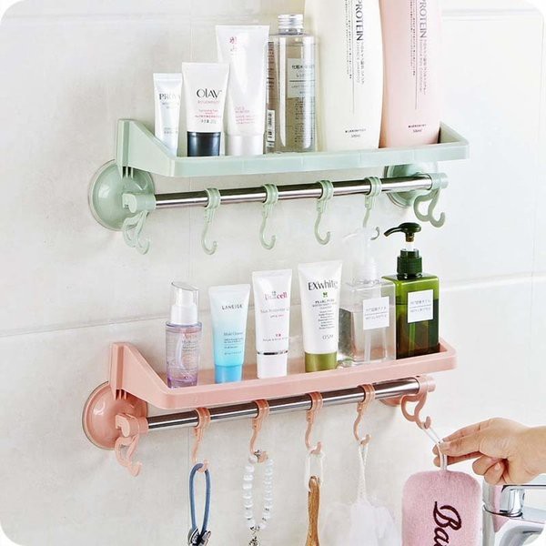 Rak Gantungan 2IN1 / Gantung Handuk dan Tempat Sabun Shampoo Tempel Dinding Kamar Mandi Dapur / Holder Tempat Shampo Spons Baju Botol Kecap Peralatan Bumbu / Silicone Suction Vakum Tanpa Paku Serbaguna-5
