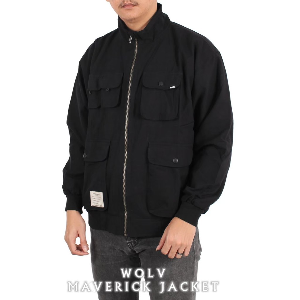 WOLV ORIGINAL MAVERICK JAKET ori jaket pria warna hitam seri WLM174