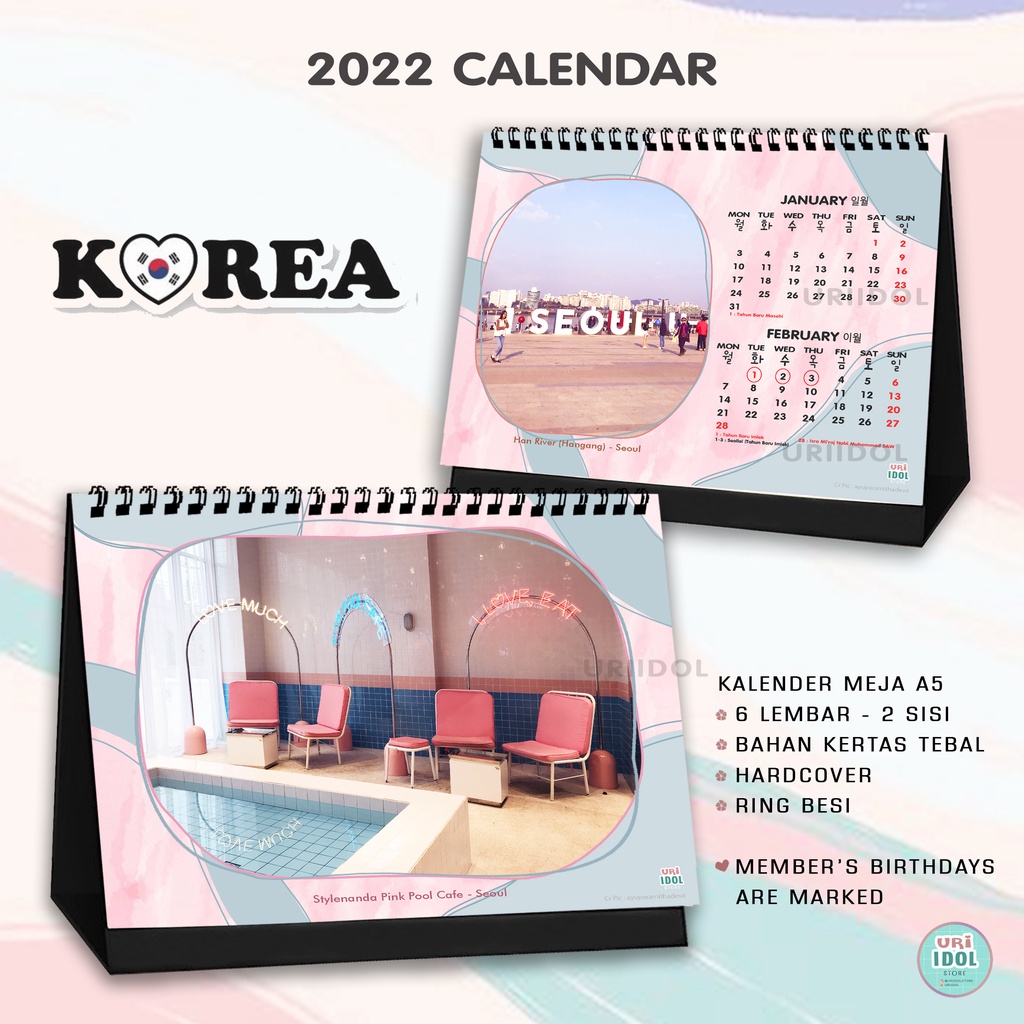 Jual 2023 Korea Calendar - Korean Desk / Wall Calendar - Korean Calendar - Korean Calendar - Korean Holiday Calendar - Kpop Calendar - Korean Hali Holiday Calendar | 