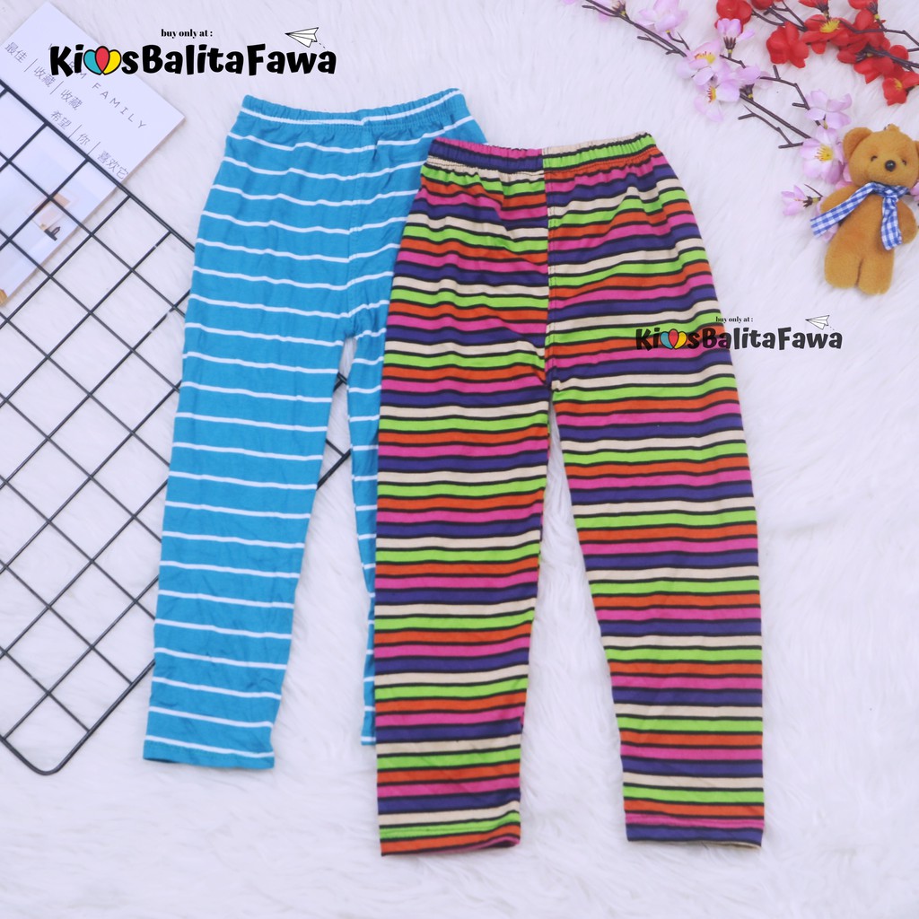 Legging Motif Salur uk 4-5 Tahun / Celana Salur Panjang Legging Pants Ketat Anak Perempuan Murah