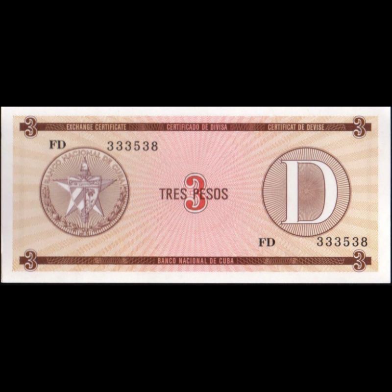 Uang Kuno Luar Atau Asing 3 Pesos Cuba D Series Tahun 1985