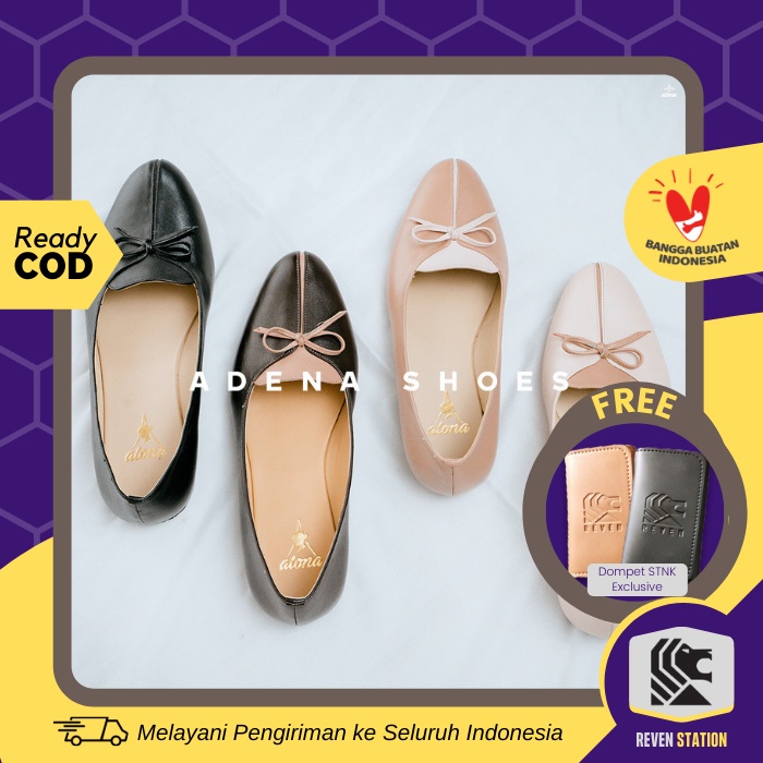 Sepatu Flat Flatshoes Formal Kulit Wanita Asli Premium ALONA ADENA Women Ballerina Shoes Premium Gen