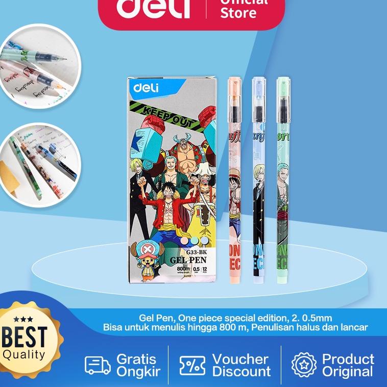 

(Q8N2) ✯ Deli One Piece School Gel Pen / Pulpen Gel 0.5 mm One Piece Tinta Hitam 12 pcs Dapat Menulis Hingga 800 Meter Penulisan Halus dan Lancar CG33-BK //Sudah@update