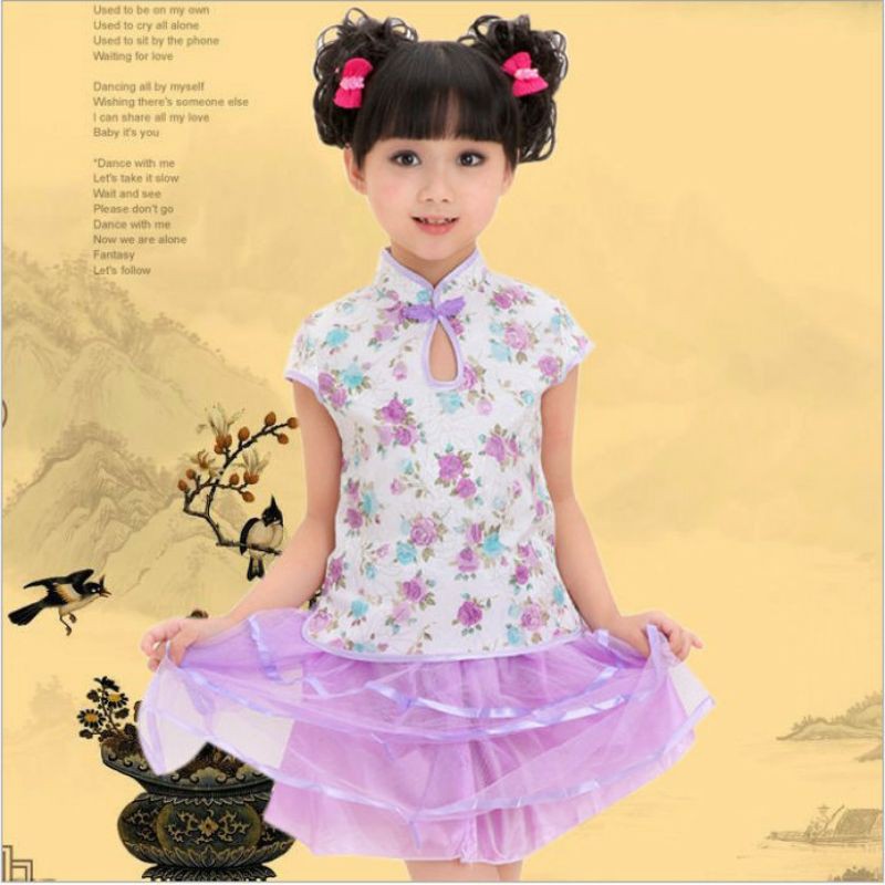 CH10 Baju Cheongsam Anak warna Ungu