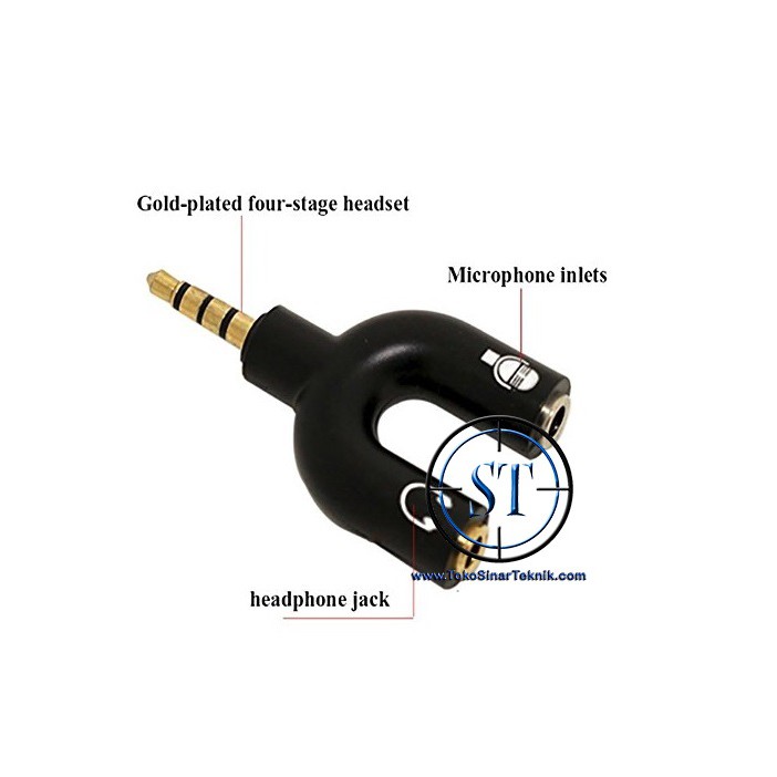 Jack Splitter Audio U Shape Jack 3.5mm To Head Phone And Microphone