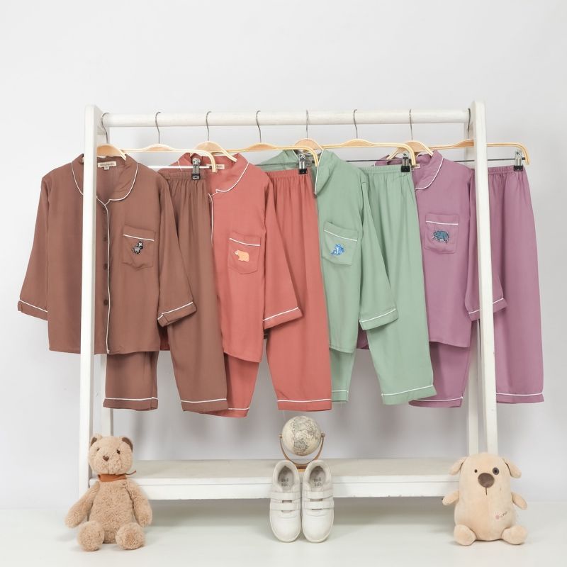 Setelan Piyama Baju Tidur Anak Laki-laki Perempuan Usia 1-7Th Bahan Katun Rayon Viscose