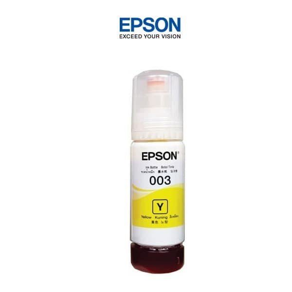 Epson Ink Bottles 003 Colour Yellow | Tinta Botol Printer Warna Kuning Untuk Printer Epson Seri L3110, L1110, L1200, L3200, L5100, L3150, L5190, L3156, L3116 ) Geniune Origianl Bisa Scan Barcode