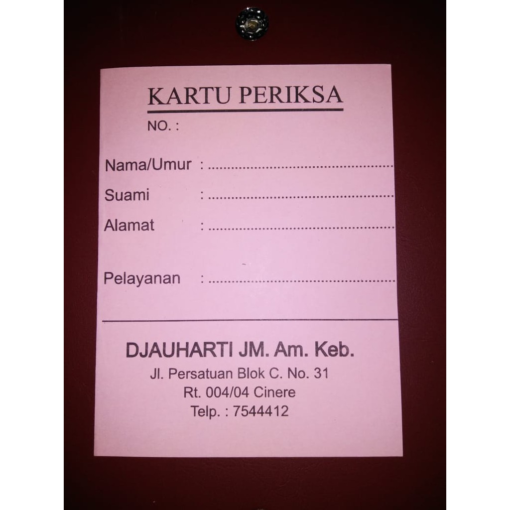 

kartu periksa / cetak kartu