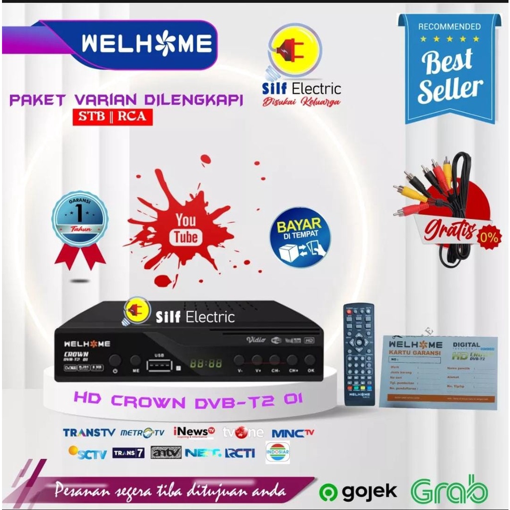 Set Top Box Tv Digital Welhome DVB T2 EWS UHF HD set topbox tv analog ke digital / set topbox tv digital untuk tv tabung / stb tv digital murah