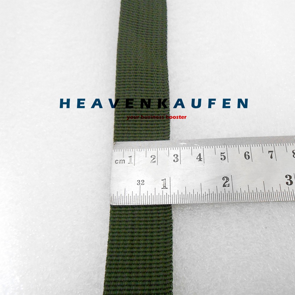 Tali Selempang Tas / Strap Tas Pria Lebar 2,5 cm Warna Hijau Army Tentara TNI Kait Silver