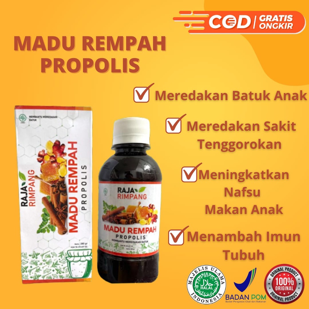 (BISA COD) MADU REMPAH PROPOLIS SOLUSI BATUK PILEK RADANG SAKIT TENGGOROKAN ANAK