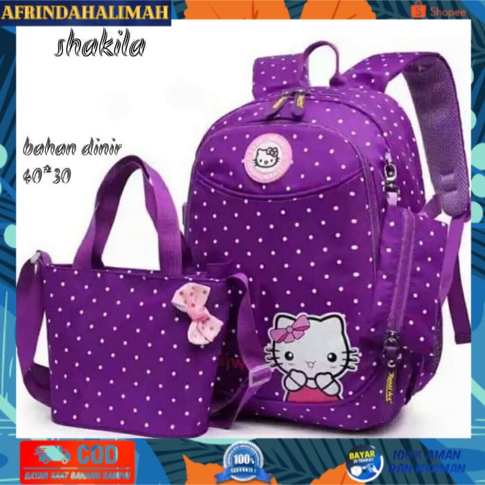 

[TERBARU] Tas sekolah Anak Waniya Cewek Perempuan Hello Kitty Set 3in1