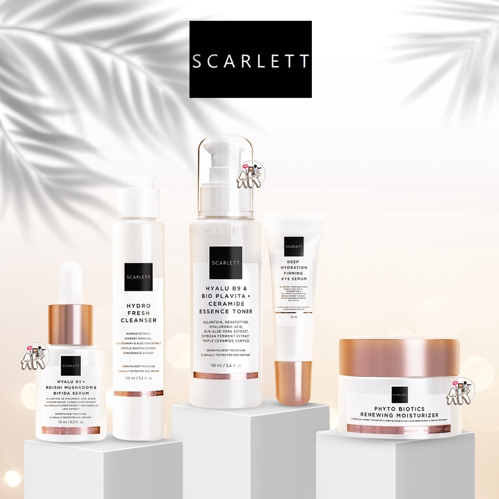 SCARLETT WHITENING AGE DELAY SERIES ANTI AGING ( FACE SERUM / ESSENCE TONER / EYE SERUM / MOISTURIZER / CLEANSER )