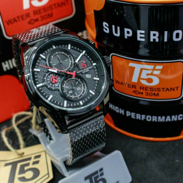 Jam T5 H3721 original chronograph free tin box