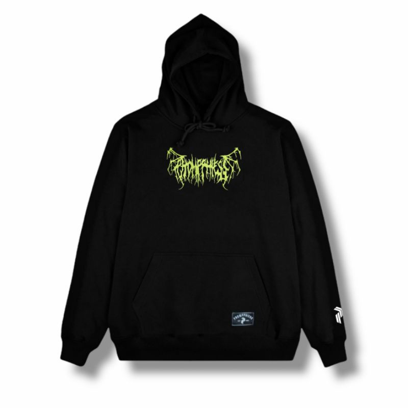 PHOMPPHIESS Hoodie Metal Bordir Spider Sweater Hitam Metal Pria Wanita