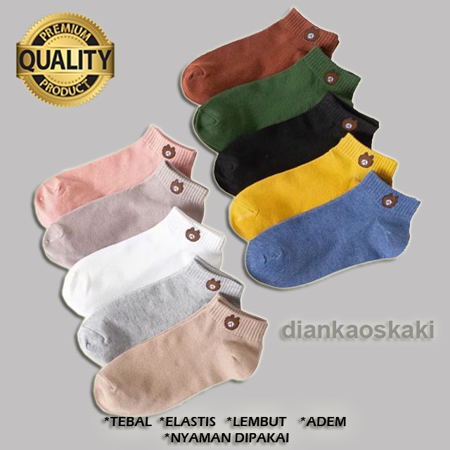 KAOS KAKI PENDEK MOTIF BERUANG WANITA DEWASA