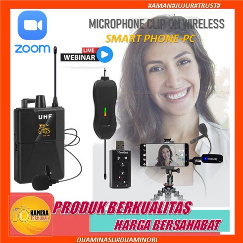 Microphone Mic Clip On Wireless USB PC Zoom Laptop 50 Meter