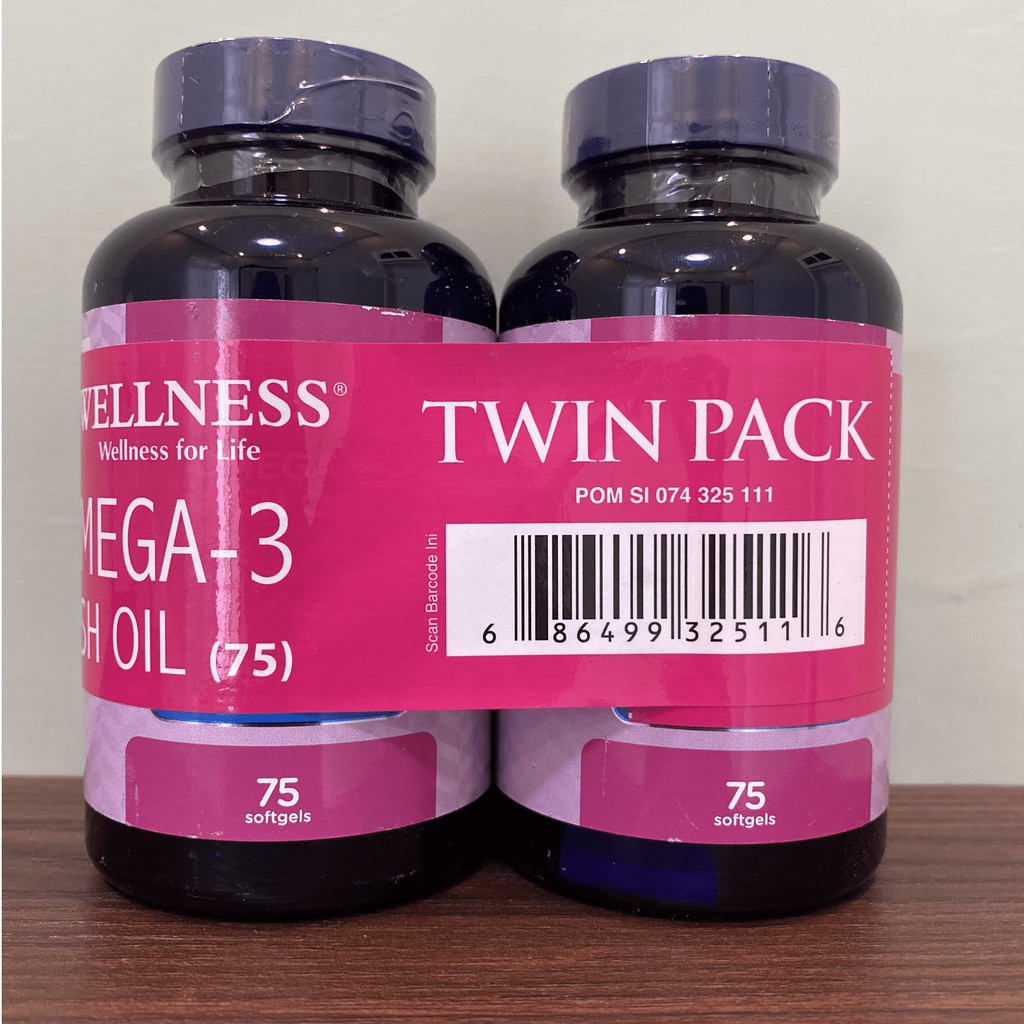 Wellness Omega 3 1000mg  Fish Oil 1000 mg 75 Kapsul Softgels (BUY 1 GET 1)