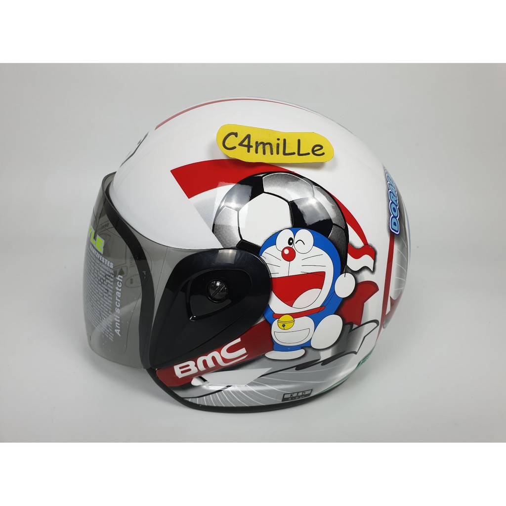 HELM BMC TOURING KIDS 2 DORAEMON WHITE RED HELM ANAK HALF FACE