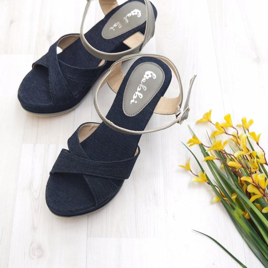 [ Ready ] GMC Bebbishoes Nafish Wedges Fashion Sepatu Wanita By Bebbi 