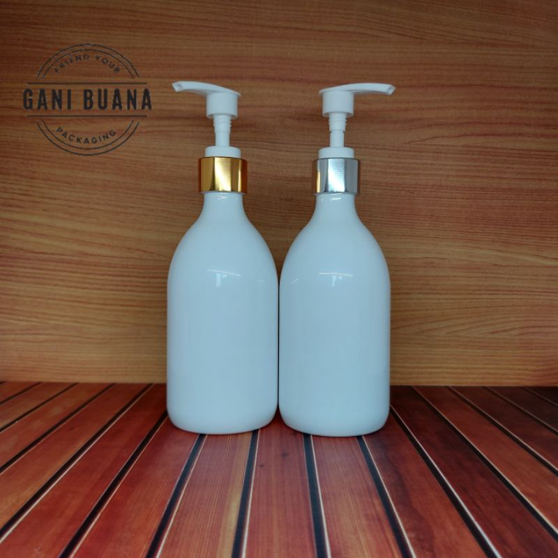BOTOL PUMP 300ML PUTIH PUMP GOLD/SILVER